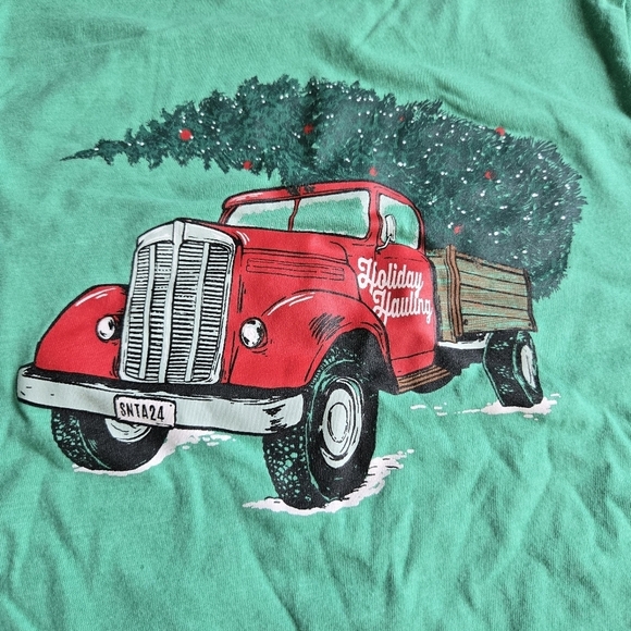 EUC Little Boy S (6/7) Set of 2 Christmas Long Sleeve Crew Neck Tees Dino Truck - Picture 4 of 10